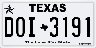 TX license plate DOI3191
