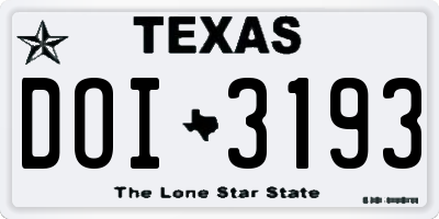 TX license plate DOI3193