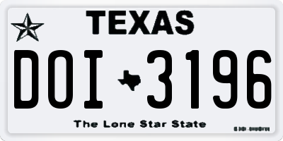 TX license plate DOI3196