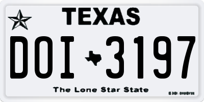 TX license plate DOI3197