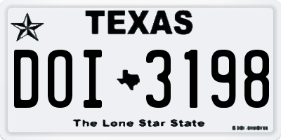 TX license plate DOI3198