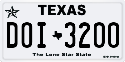TX license plate DOI3200