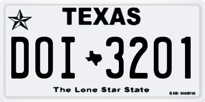 TX license plate DOI3201