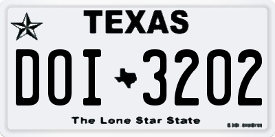 TX license plate DOI3202