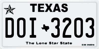 TX license plate DOI3203
