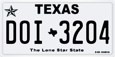 TX license plate DOI3204