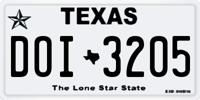 TX license plate DOI3205