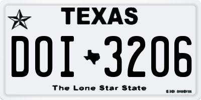TX license plate DOI3206