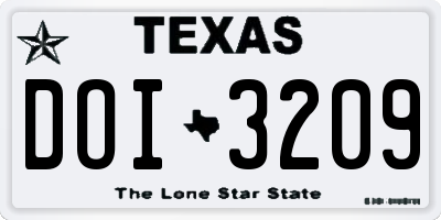 TX license plate DOI3209
