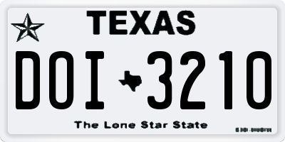 TX license plate DOI3210