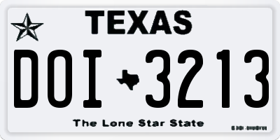 TX license plate DOI3213