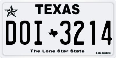 TX license plate DOI3214