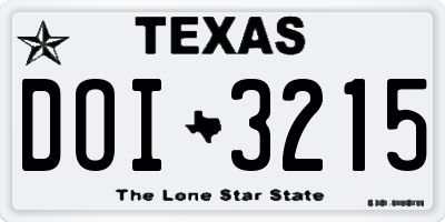 TX license plate DOI3215
