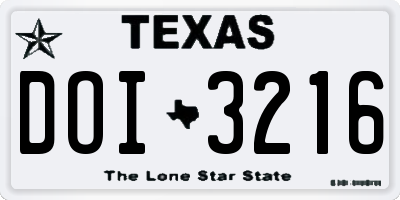 TX license plate DOI3216