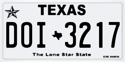 TX license plate DOI3217