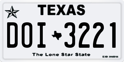 TX license plate DOI3221