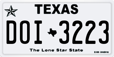TX license plate DOI3223