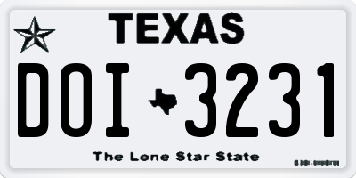 TX license plate DOI3231