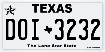 TX license plate DOI3232