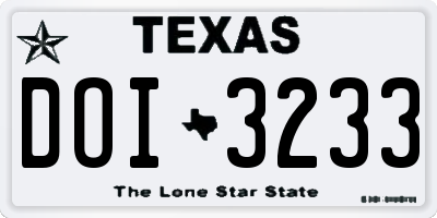 TX license plate DOI3233