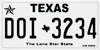 TX license plate DOI3234