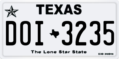 TX license plate DOI3235