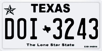 TX license plate DOI3243