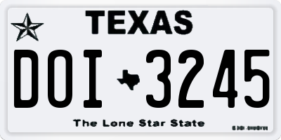 TX license plate DOI3245