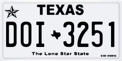 TX license plate DOI3251