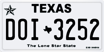 TX license plate DOI3252