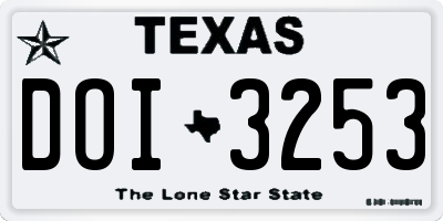 TX license plate DOI3253
