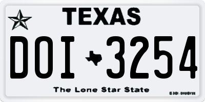 TX license plate DOI3254