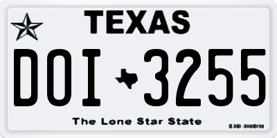 TX license plate DOI3255