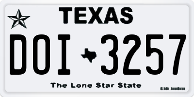 TX license plate DOI3257