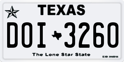 TX license plate DOI3260