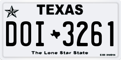 TX license plate DOI3261