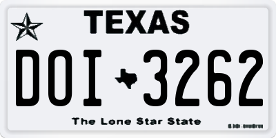 TX license plate DOI3262