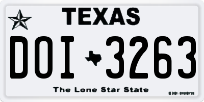 TX license plate DOI3263