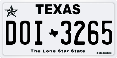TX license plate DOI3265