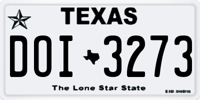 TX license plate DOI3273