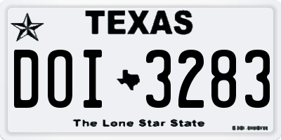TX license plate DOI3283