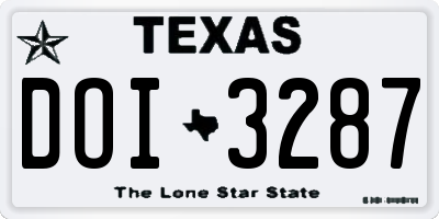 TX license plate DOI3287