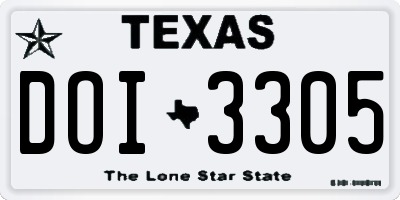 TX license plate DOI3305