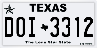 TX license plate DOI3312