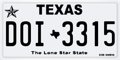 TX license plate DOI3315