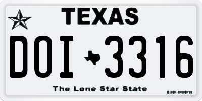 TX license plate DOI3316