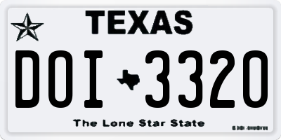 TX license plate DOI3320