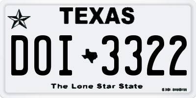 TX license plate DOI3322