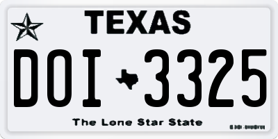 TX license plate DOI3325