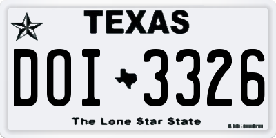 TX license plate DOI3326